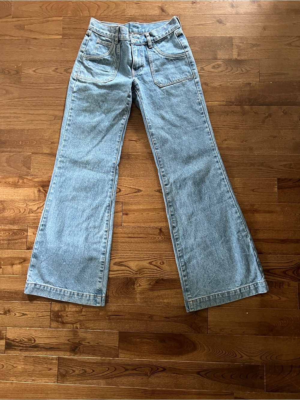J Galt Light Blue Wide-Leg Jeans with Flare Waistband